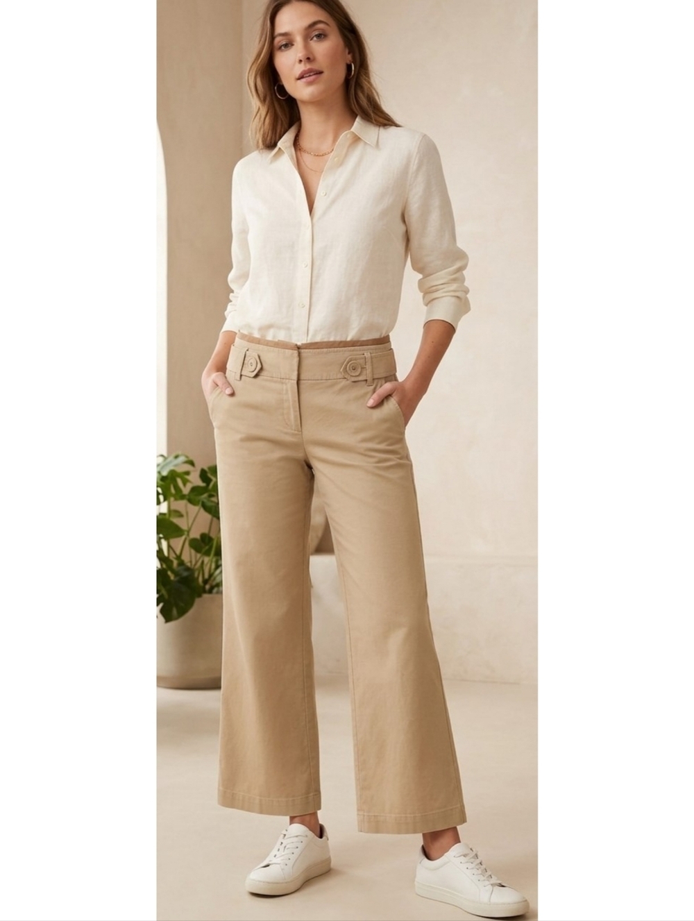 Loft Khaki Flare Leg Ankle Pants Size 4